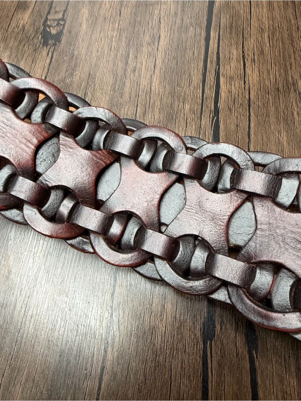 Boho Western Braided Wide Chocolate Brown Leather Chunky Belt medium